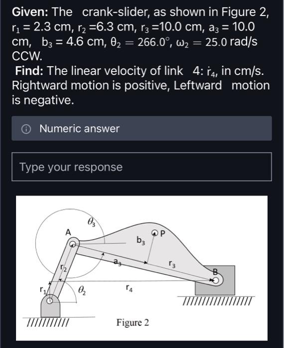 Given: The Crank-slider, As Shown In Figure 2, R1=2.3 | Chegg.com