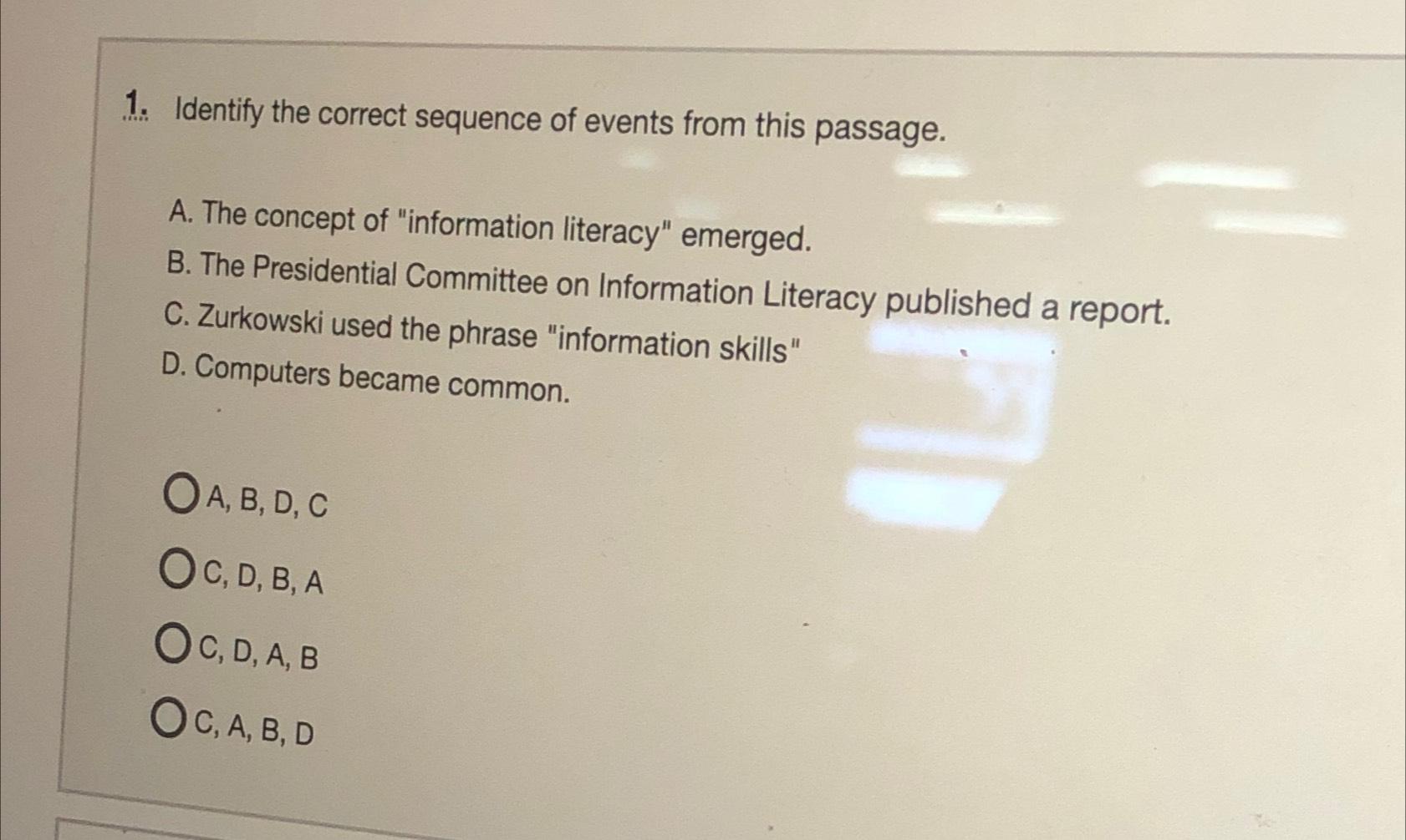 Solved Identify The Correct Sequence Of Events From This | Chegg.com