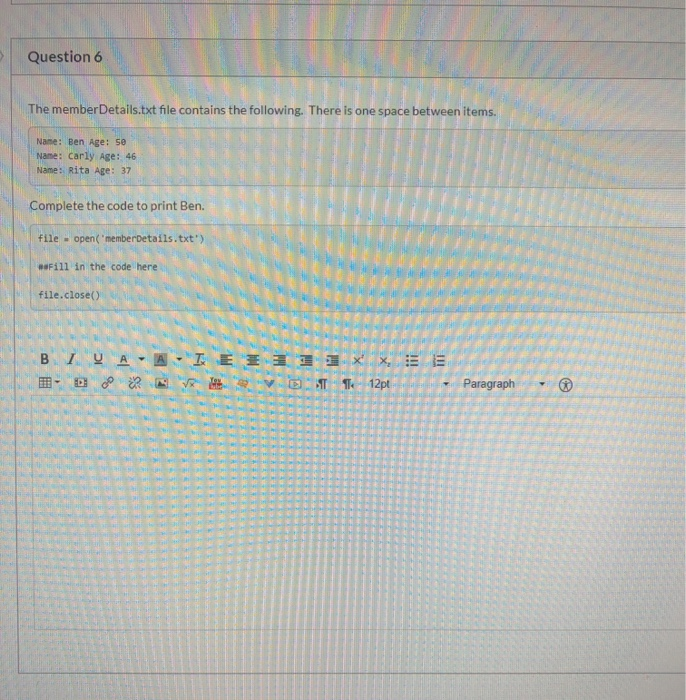 Solved Question 5 The Numbers.txt file contains a list of | Chegg.com