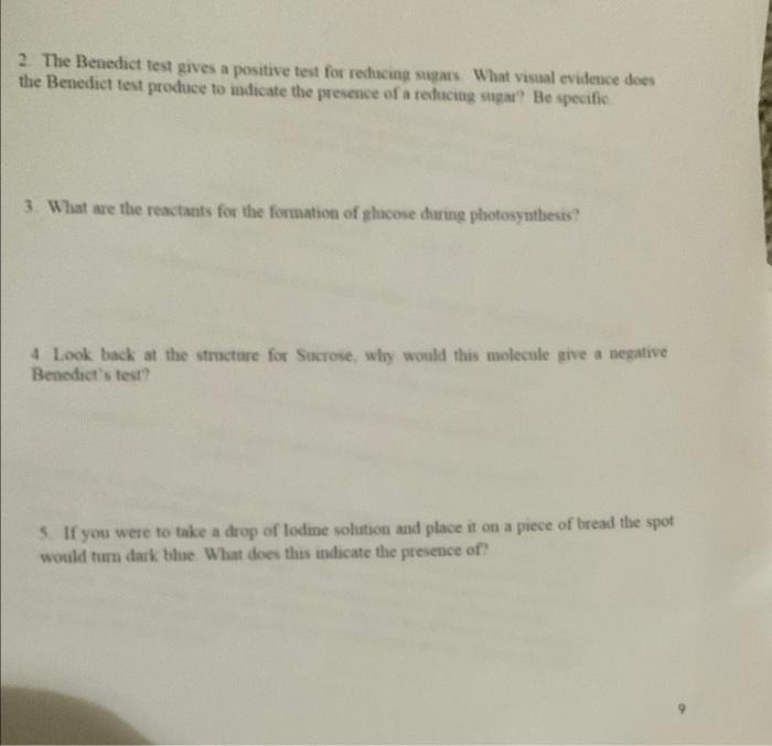 Solved 2. The Benedict test gives a positive test for