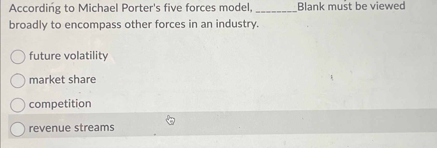 Solved According To Michael Porter's Five Forces Model, | Chegg.com