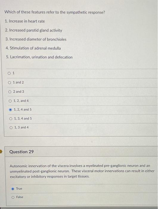 Solved Which of these features refer to the sympathetic | Chegg.com
