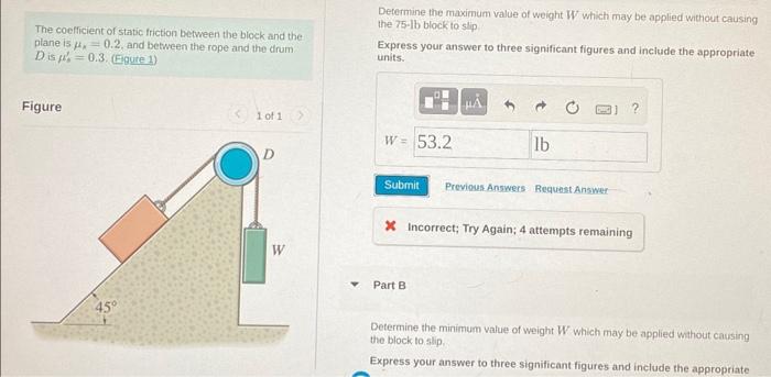Solved The coefficient of static friction between the block | Chegg.com