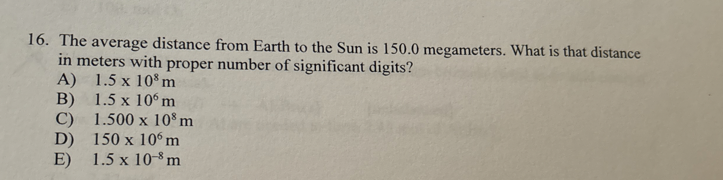 Solved The average distance from Earth to the Sun is 150.0 | Chegg.com