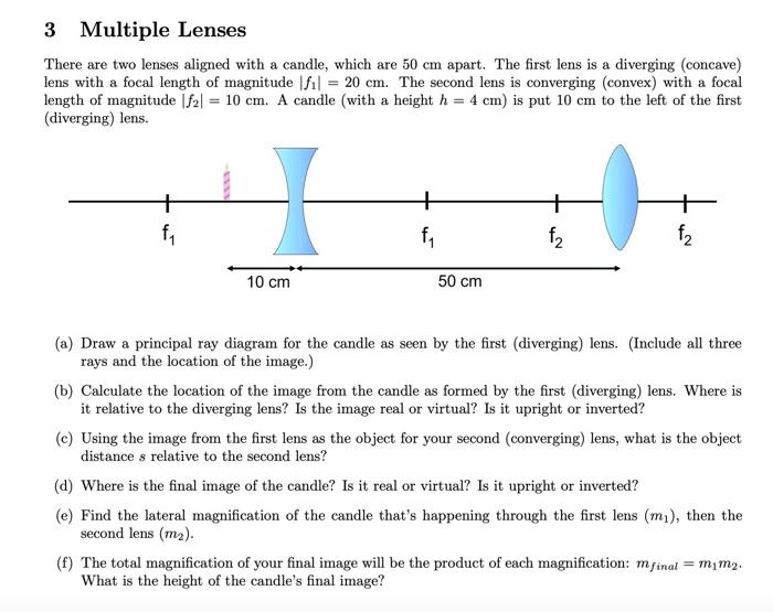 Solved 3 Multiple Lenses There are two lenses aligned with a | Chegg.com