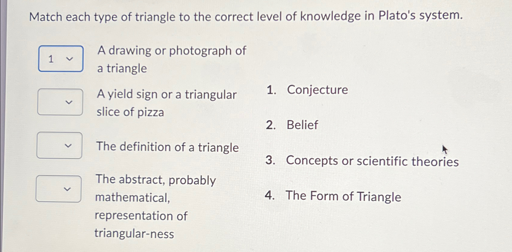Match each type of triangle to the correct level of | Chegg.com