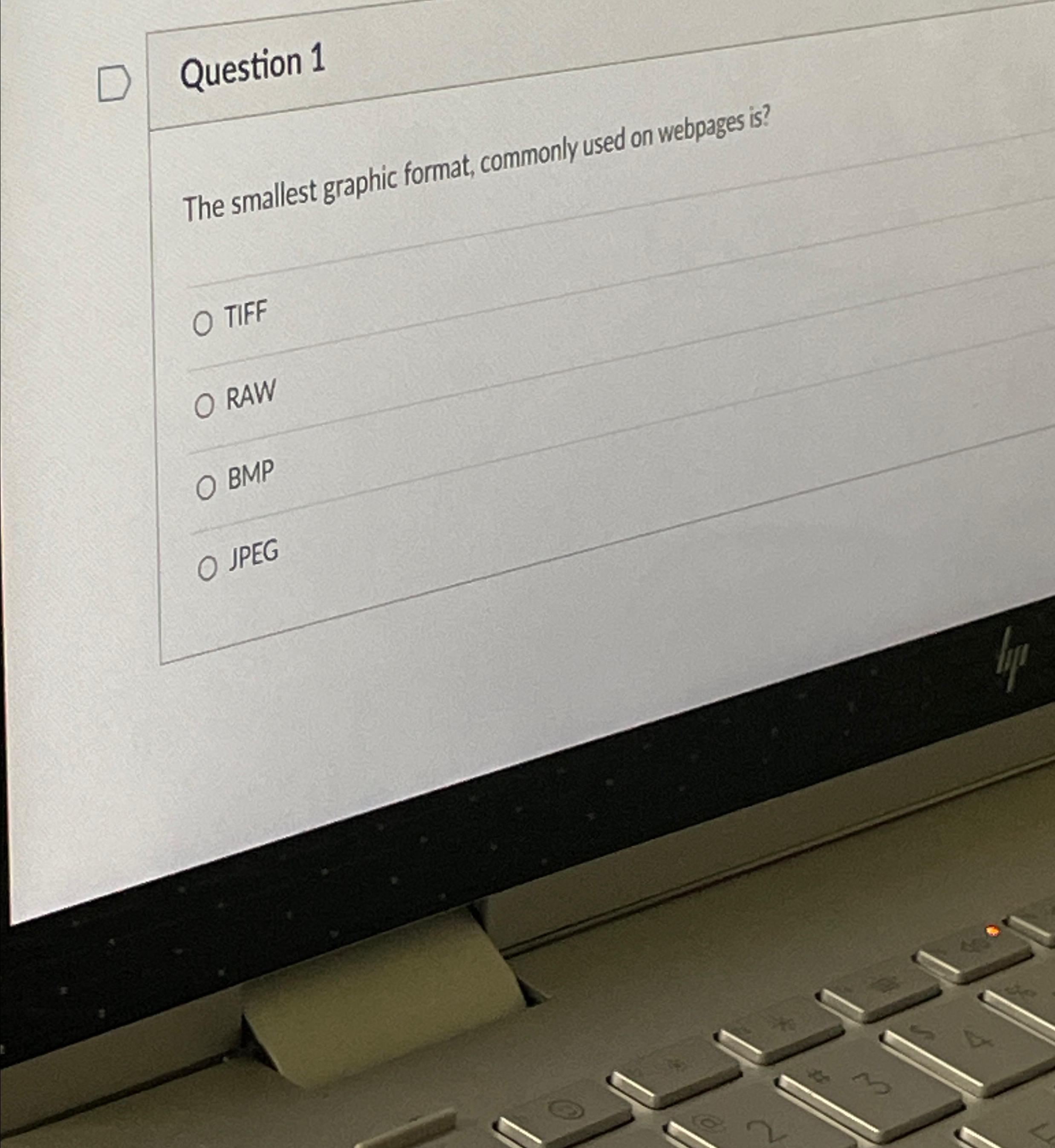 Solved Question 1The smallest graphic format, commonly used | Chegg.com