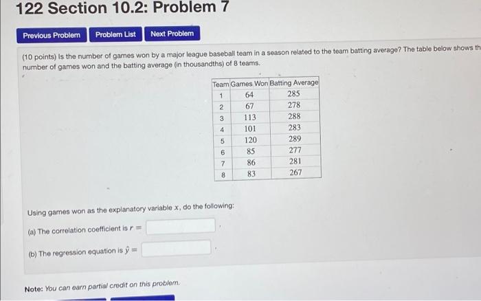Solved 122 Section 10.2: Problem 7 Previous Problem Problem | Chegg.com