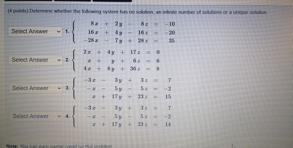 Solved (4 points) Determine whether the following system has | Chegg.com