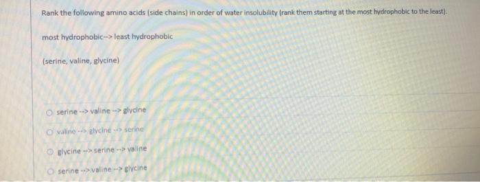 Solved Which of the following amino acid residues would most | Chegg.com