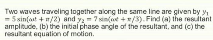 Solved Two waves traveling together along the same line are | Chegg.com