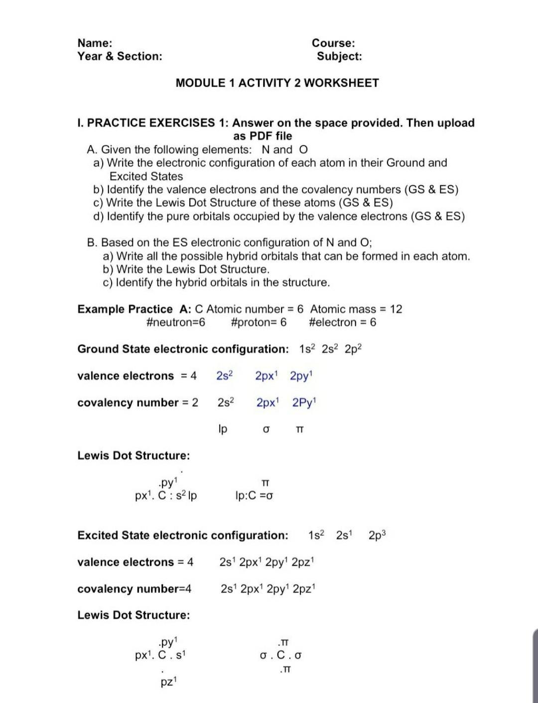 Solved Name: Year & Section: Course: Subject: MODULE 1 | Chegg.com