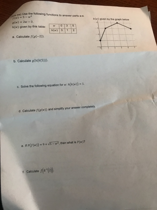 Solved Pts Ea Use The Following Functions To Answer Part Chegg Com