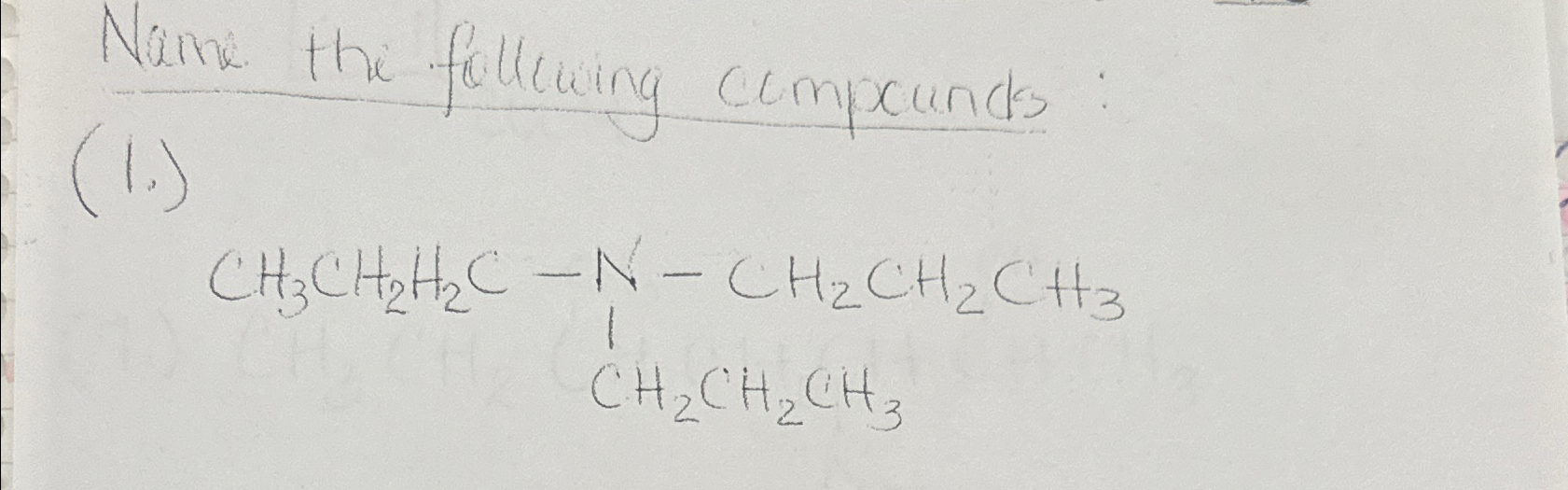 Name the following compounds:(1.) ﻿Thanks in advance | Chegg.com