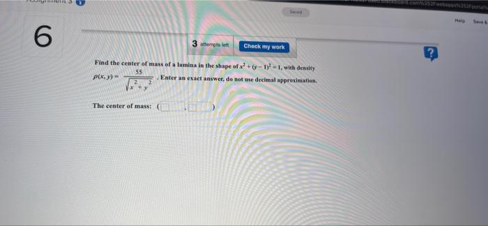 Solved 3 6 3 attempts to Check my work Find the center of | Chegg.com