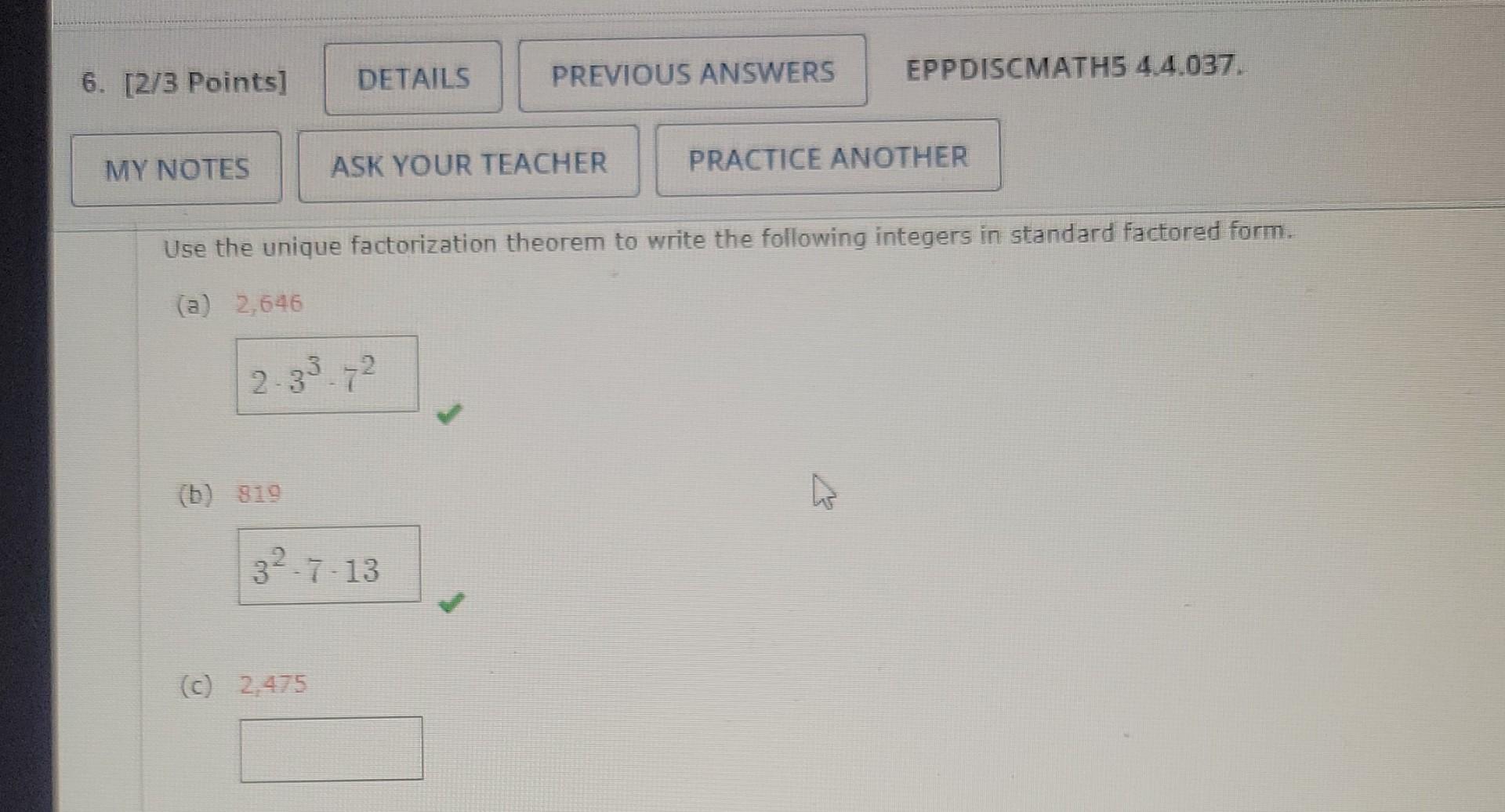 Solved 6. [2/3 Points] DETAILS PREVIOUS ANSWERS EPPDISCMATH5 | Chegg.com
