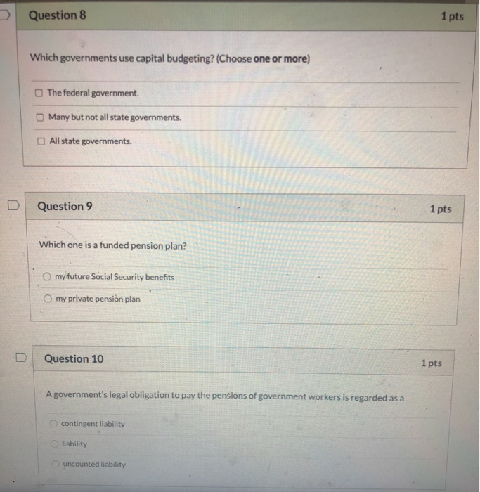 Solved Question 8 1 pts Which governments use capital | Chegg.com