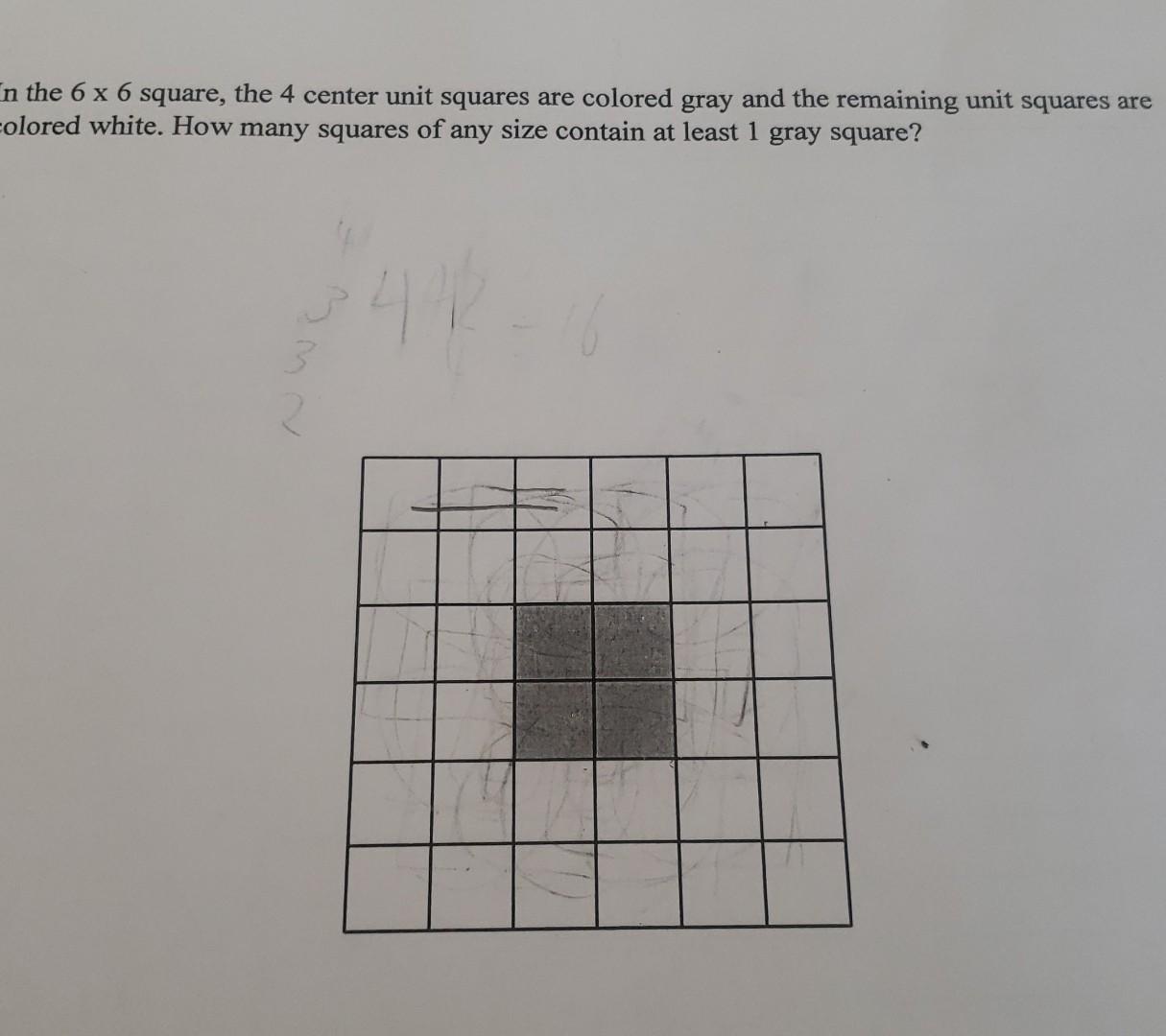 Solved in the 6×6 square, the 4 center unit squared are | Chegg.com