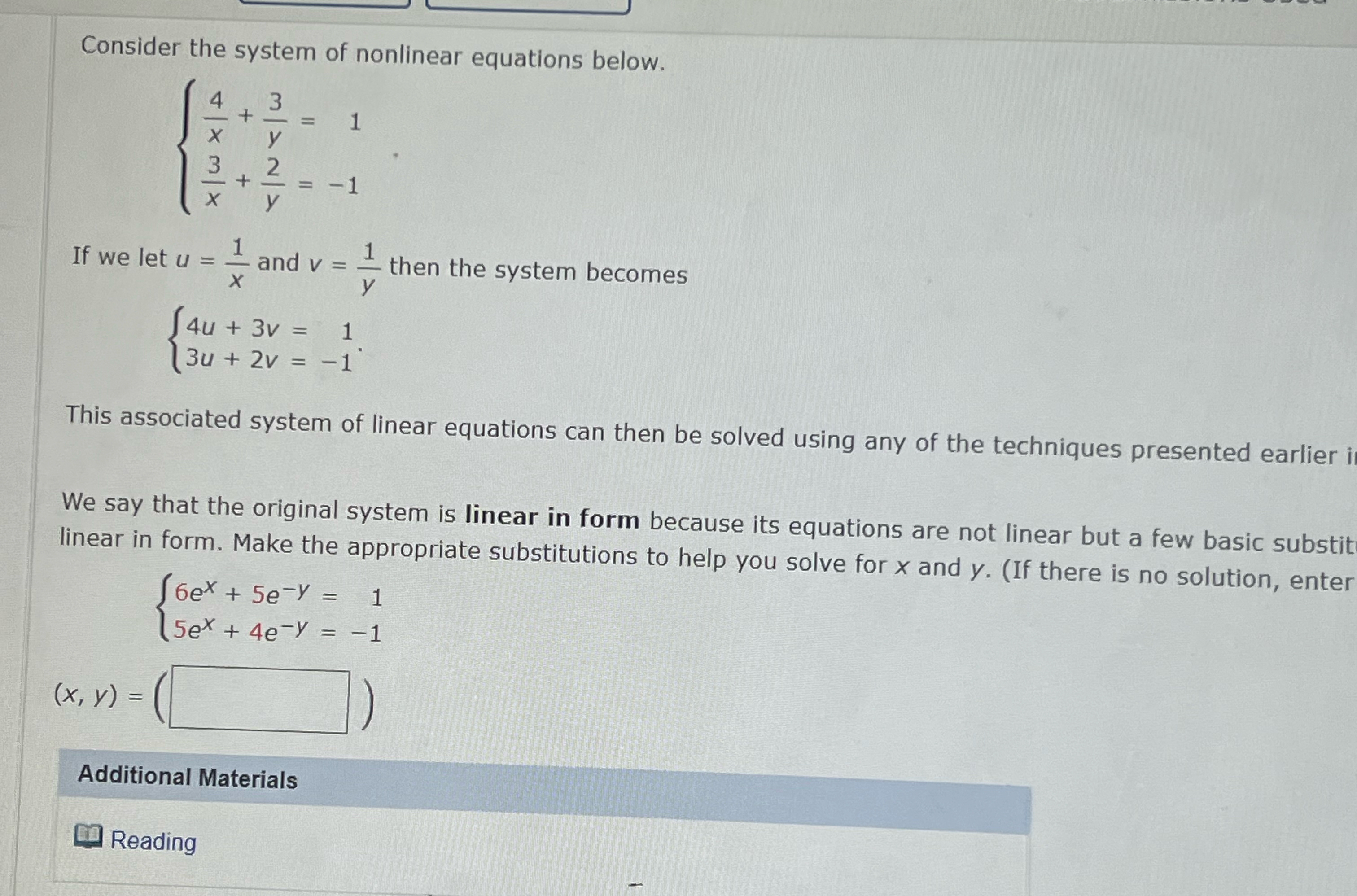 Solved Consider the system of nonlinear equations | Chegg.com