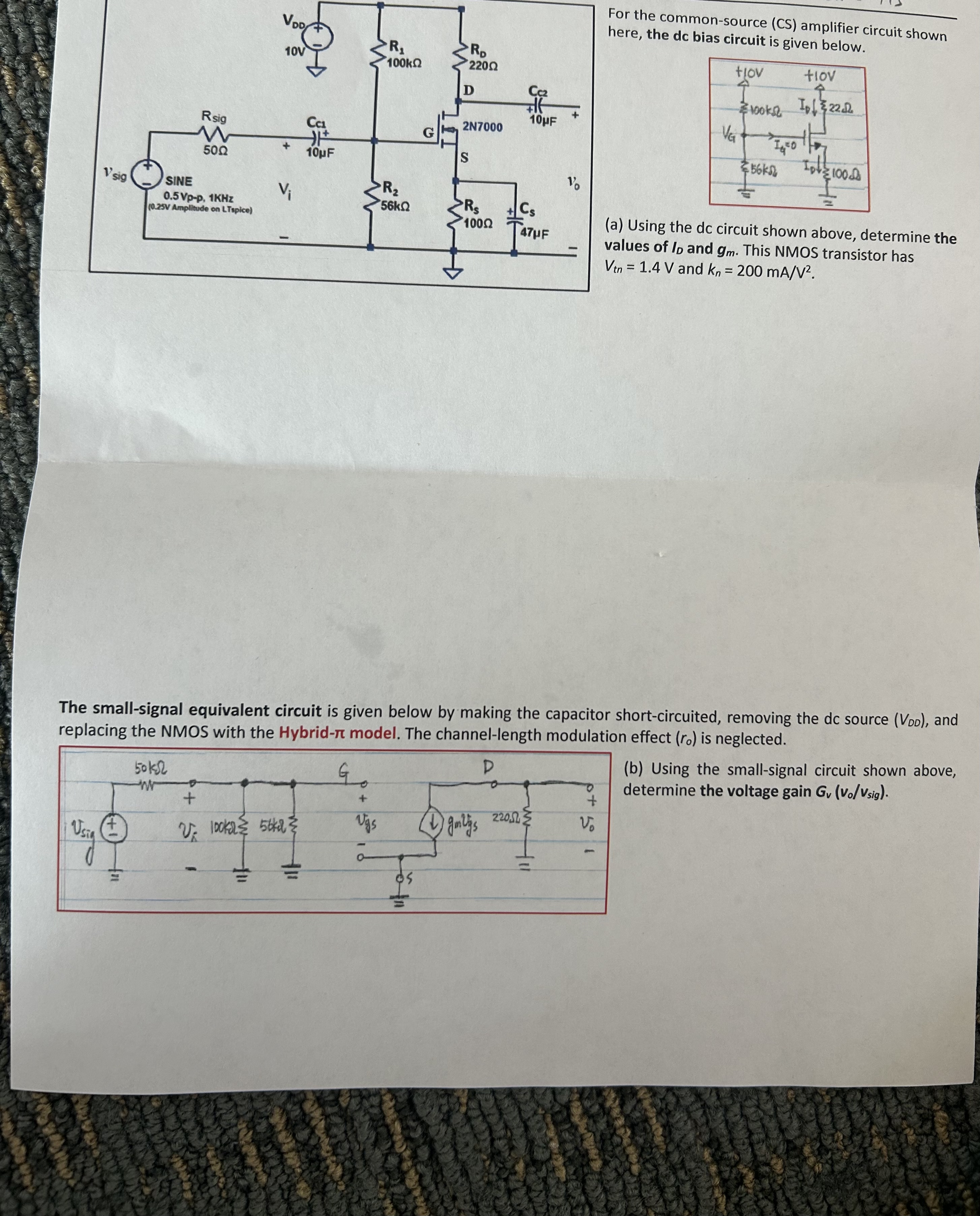 Solved by an EXPERT For the common-source (CS) ﻿amplifier circuit shown ...