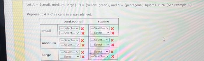 Solved Let A = {small, medium, large}, B = {yellow, green}, | Chegg.com