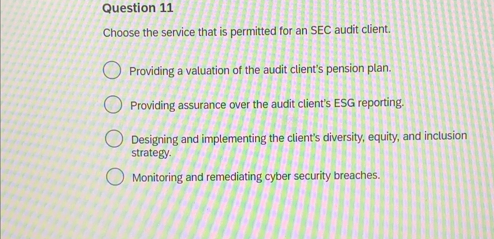 choose the service that is permitted for an sec audit client