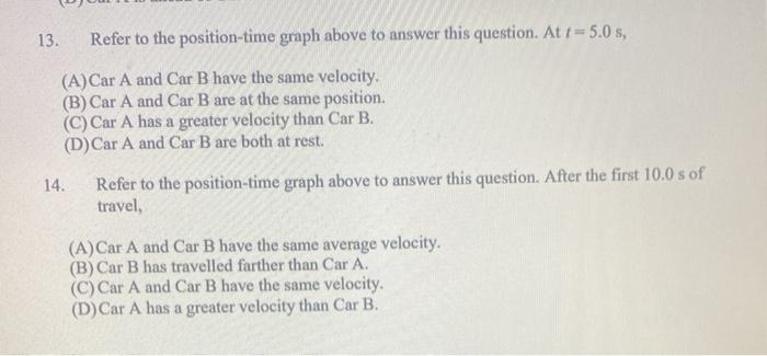 13. Refer to the position-time graph above to answer | Chegg.com
