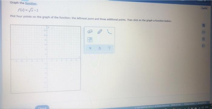 Solved Graph the function 1(x) = √5-2 Plot four points on | Chegg.com