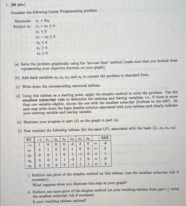 Solved Consider the following Linear Programming problem | Chegg.com