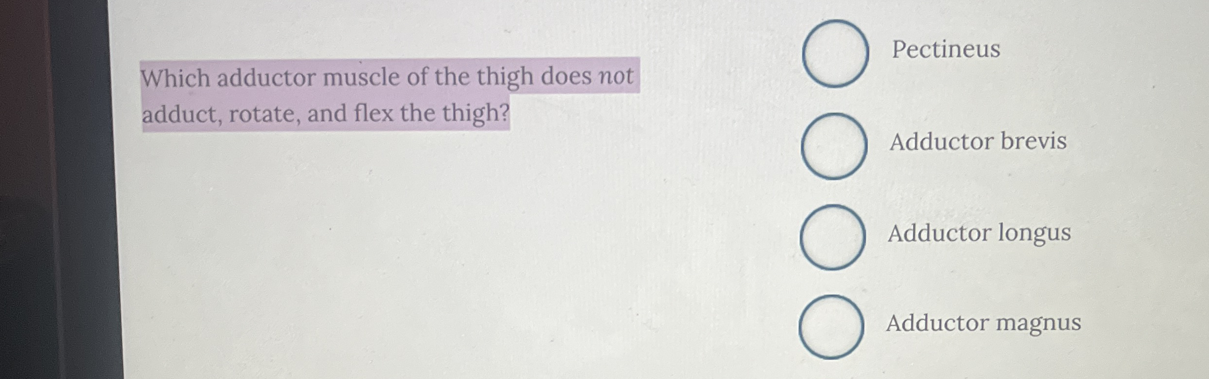 Solved Which adductor muscle of the thigh does