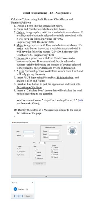Solved Visual Programming -CH - Assignment 3 Calculate | Chegg.com