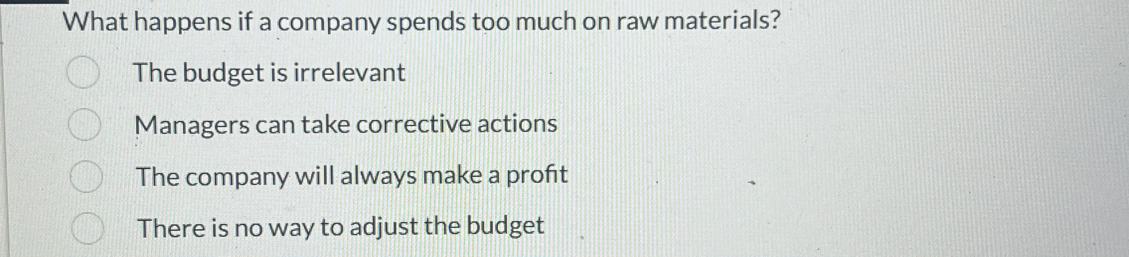 Solved What happens if a company spends too much on raw | Chegg.com