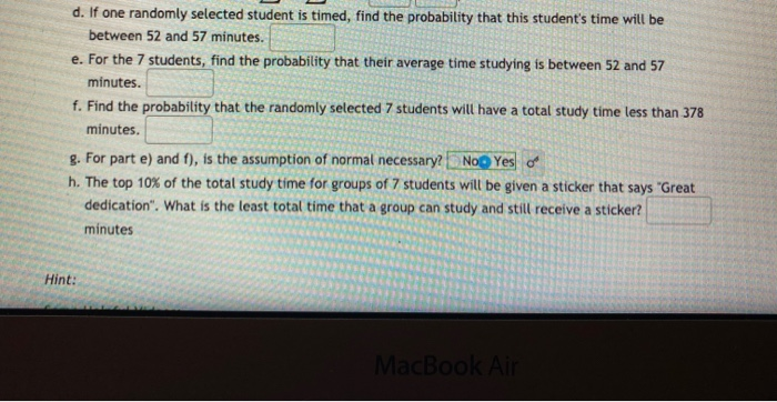 Solved Suppose that the amount of time that students spend | Chegg.com