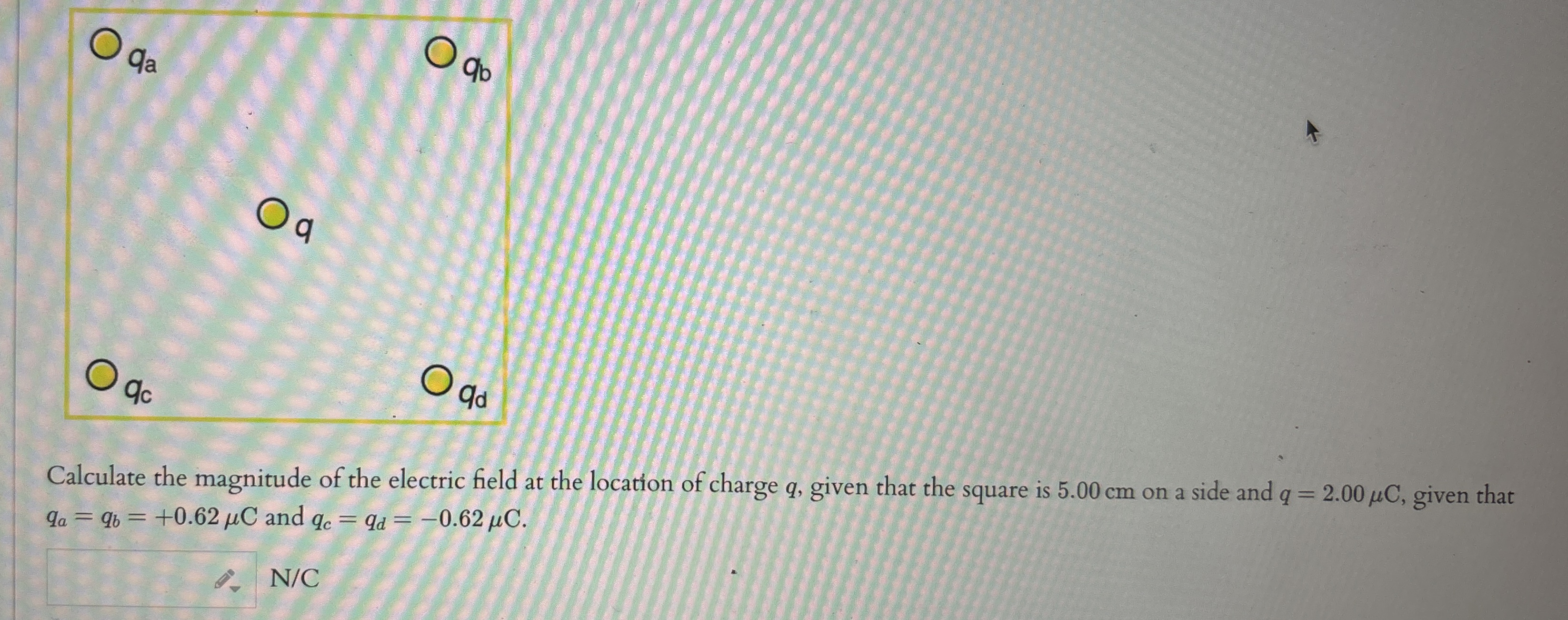 Solved Calculate the magnitude of the electric field at the | Chegg.com