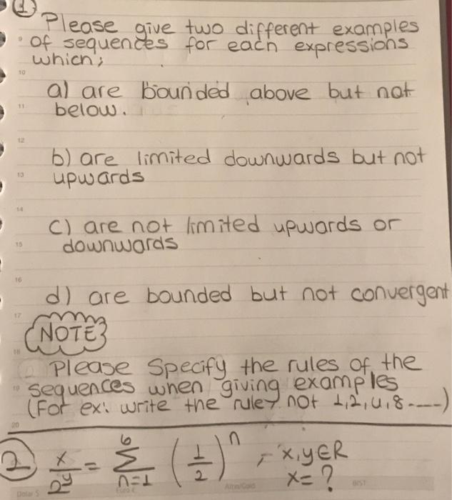 Solved Please give two different examples of sequences for | Chegg.com