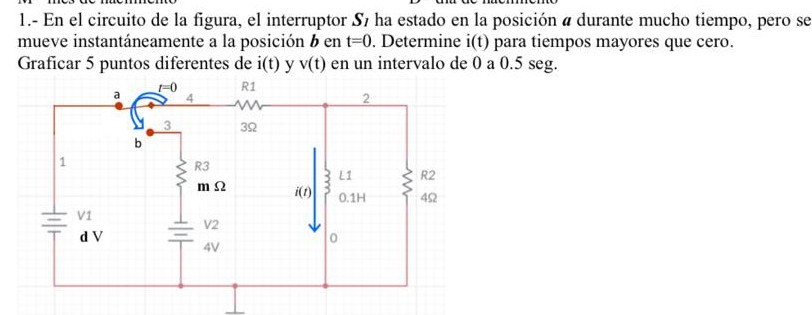 Solved 1.- En el circuito de la figura, el interruptor S, ha | Chegg.com