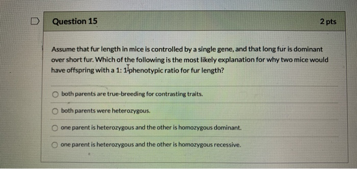 Solved assume that fur length in mice is controlled by a | Chegg.com