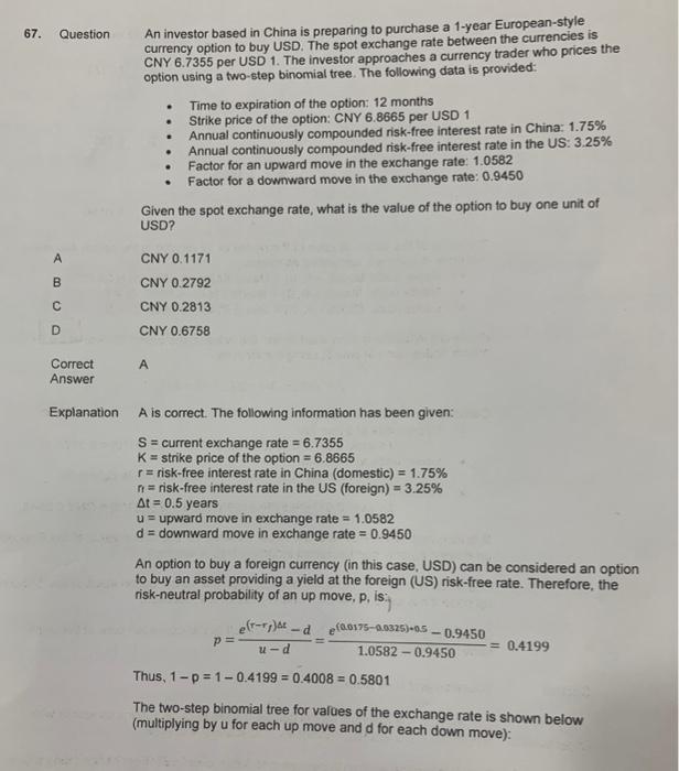 Solved 67. Question Question A B C D Correct Answer | Chegg.com