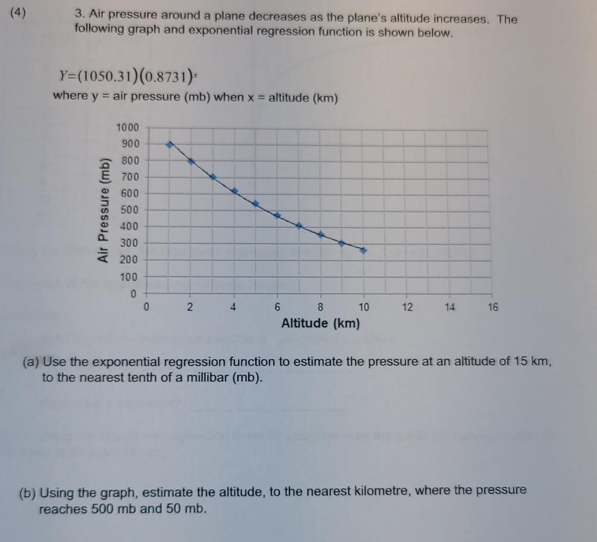 Solved (4) 3. Air pressure around a plane decreases as the | Chegg.com