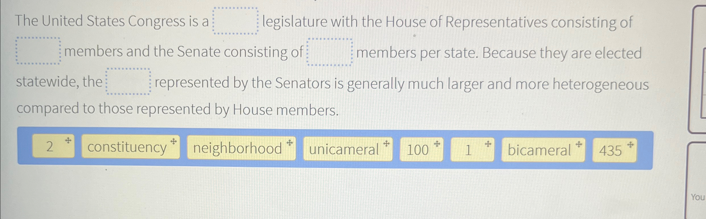 Solved The United States Congress Is A ﻿legislature With | Chegg.com