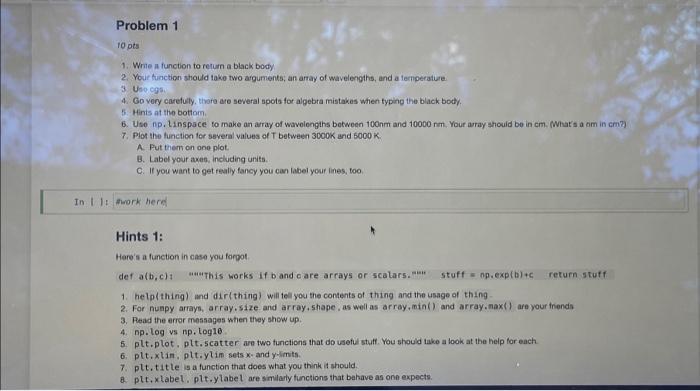 Solved Problem 1 10 pts 1. Write a function to return a | Chegg.com