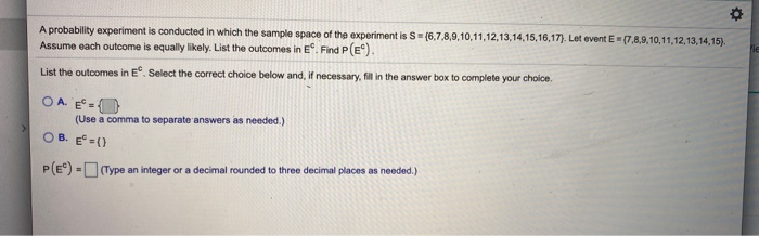 Solved A probability experiment is conducted in which the | Chegg.com