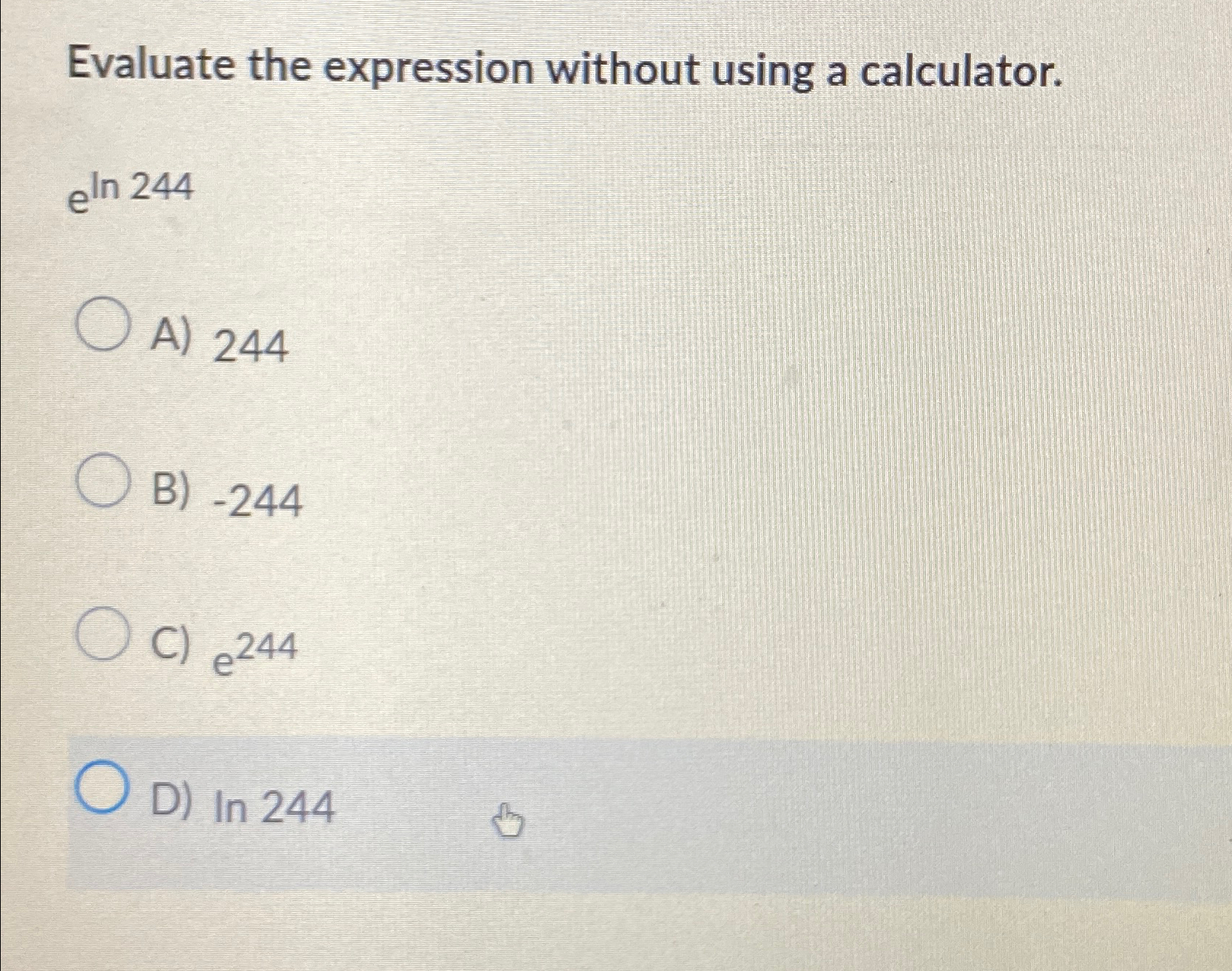 Solved Evaluate the expression without using a | Chegg.com