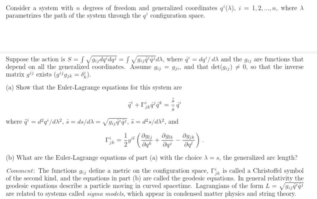 Solved Consider a system with n ﻿degrees of freedom and | Chegg.com