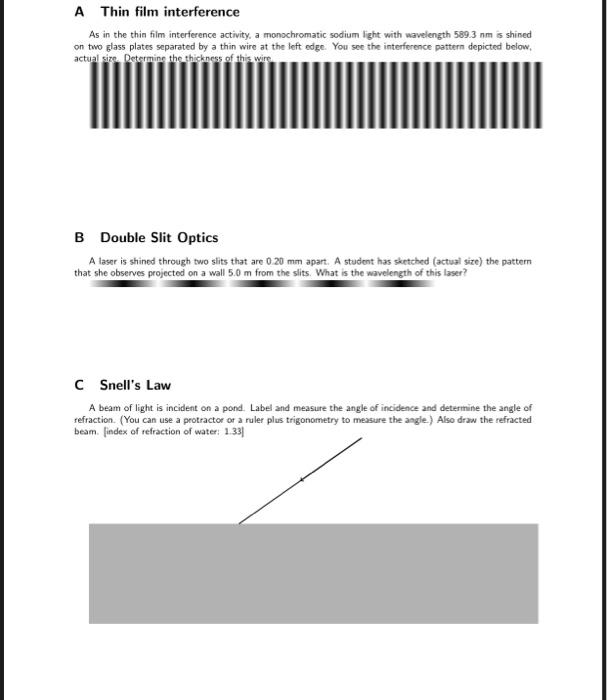 Solved A Thin film interference As in the thin film | Chegg.com