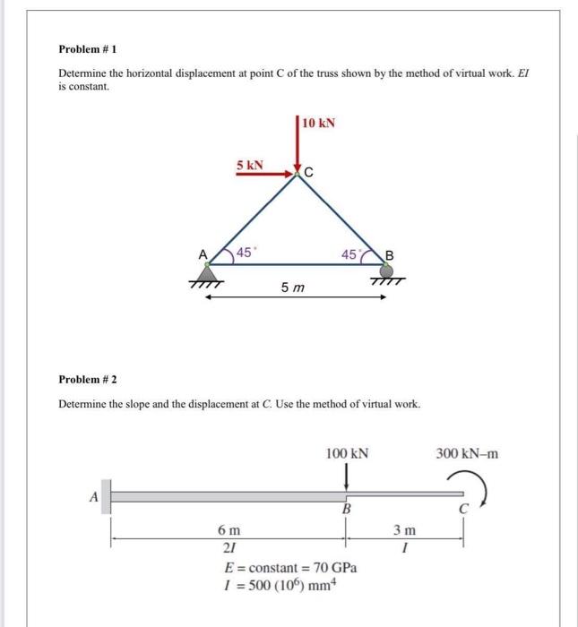 Solved Problem #1 Determine The Horizontal Displacement At | Chegg.com