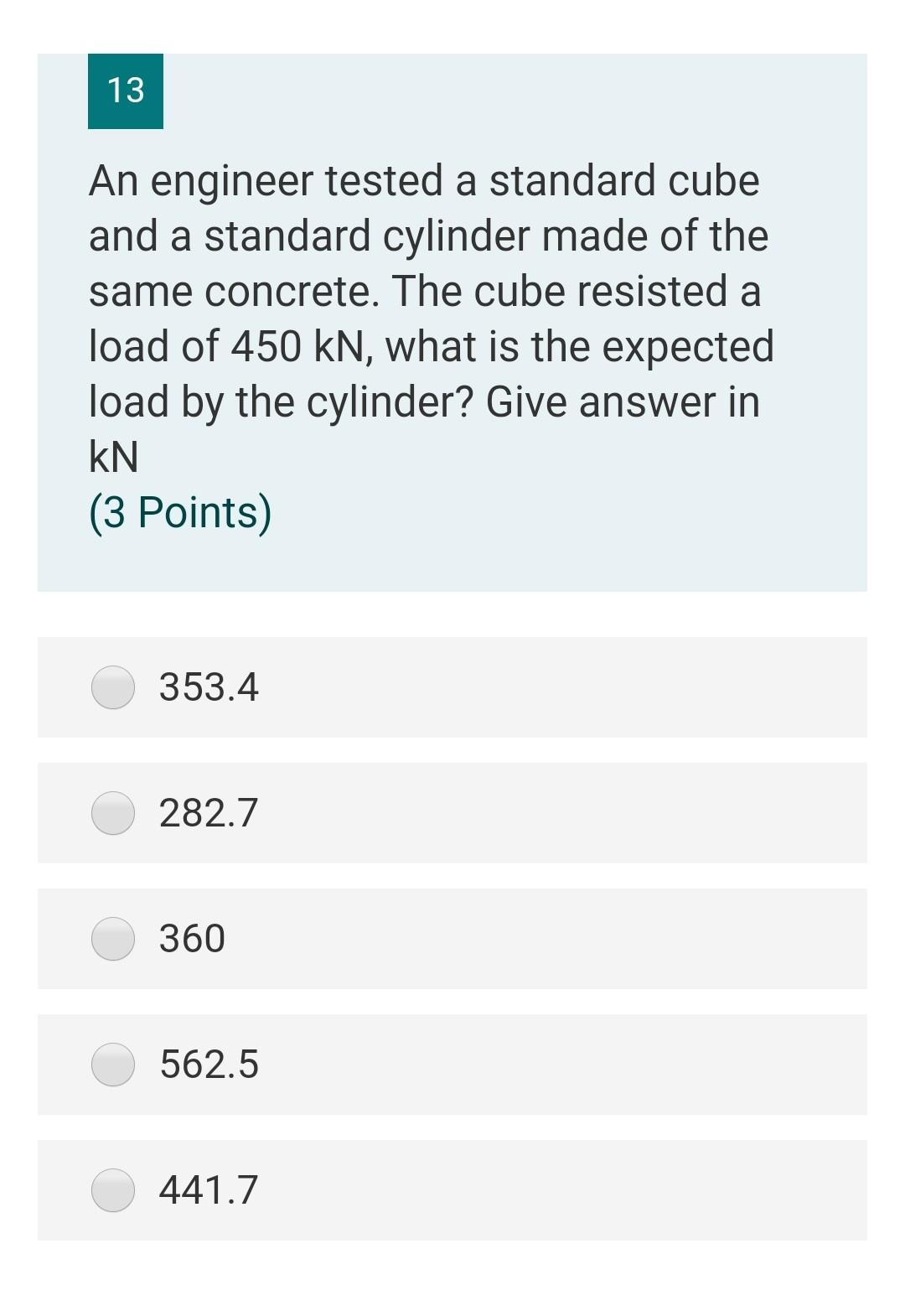 Solved 13 An engineer tested a standard cube and a standard | Chegg.com