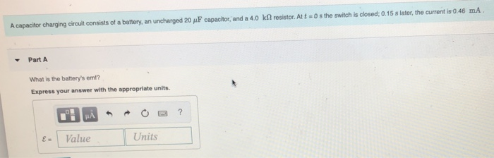 Solved A capacitor charging circuit consists of a battery, | Chegg.com