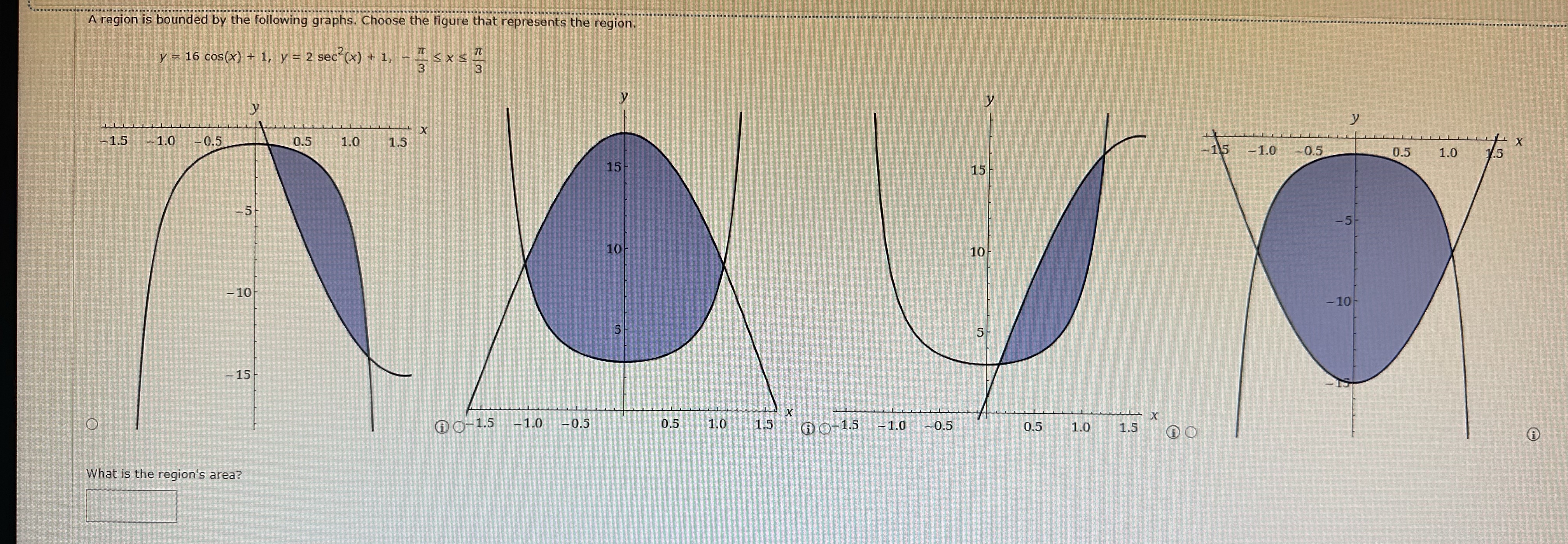 Solved A region is bounded by the following graphs. Choose | Chegg.com