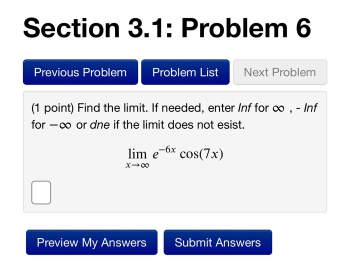 Solved Section 3.1: Problem 1 Previous Problem Problem List | Chegg.com